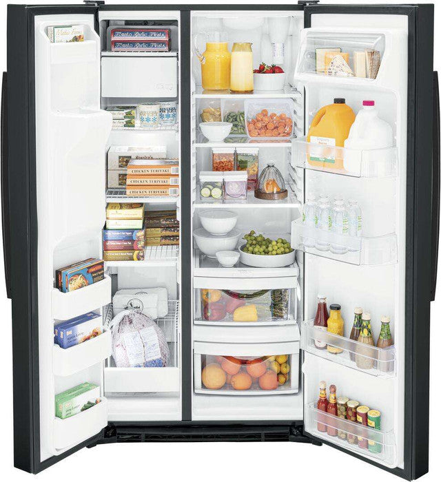 GSS25GGPBB GE 36" 25.3 cu. ft.. Side by Side Refrigerator - Black