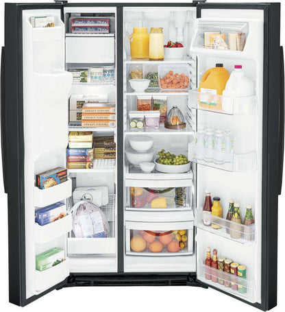 GSS25GGPBB GE 36" 25.3 cu. ft.. Side by Side Refrigerator - Black